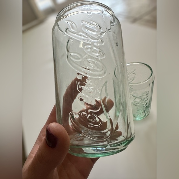 Vintage Coca-Cola can-shaped drinking glasses Set of 2 - Green Glass - Picture 4 of 4